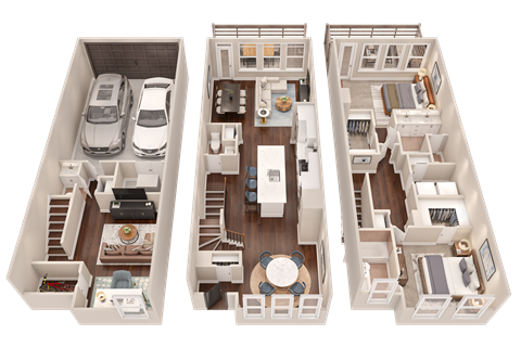 Floor plan for 2 beds, 2.5 baths, 2071 sqft